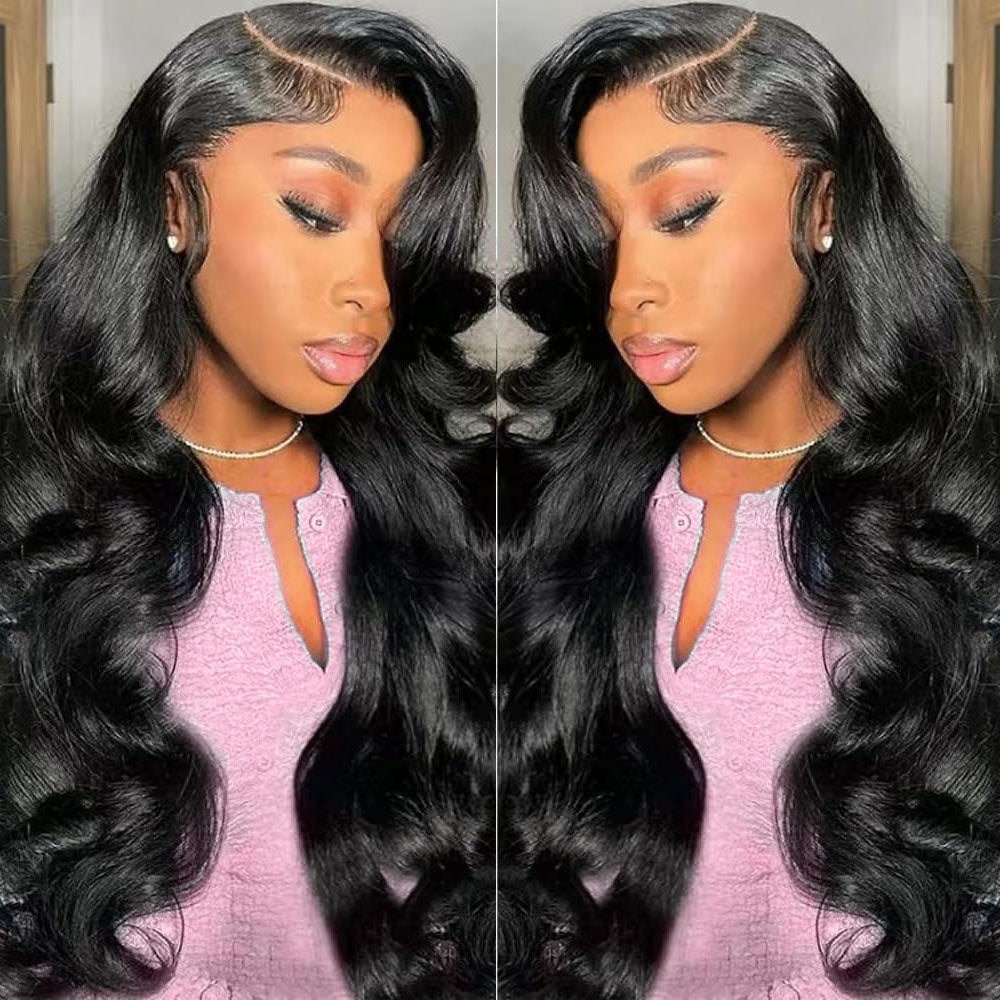 $119=28 Inch 200% Density 3D Bouncy Body Wave Human Hair Transparent Lace Front Wig Flash Sale