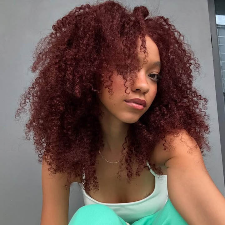 Flash Sale Buy 2 Get 1 Free Auburn Brown Glueless Lace Frontal Kinky Curly Wig