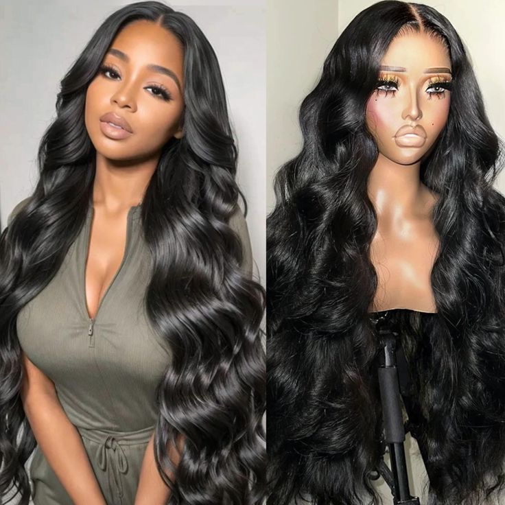 $119=28 Inch 200% Density 3D Bouncy Body Wave Human Hair Transparent Lace Front Wig Flash Sale