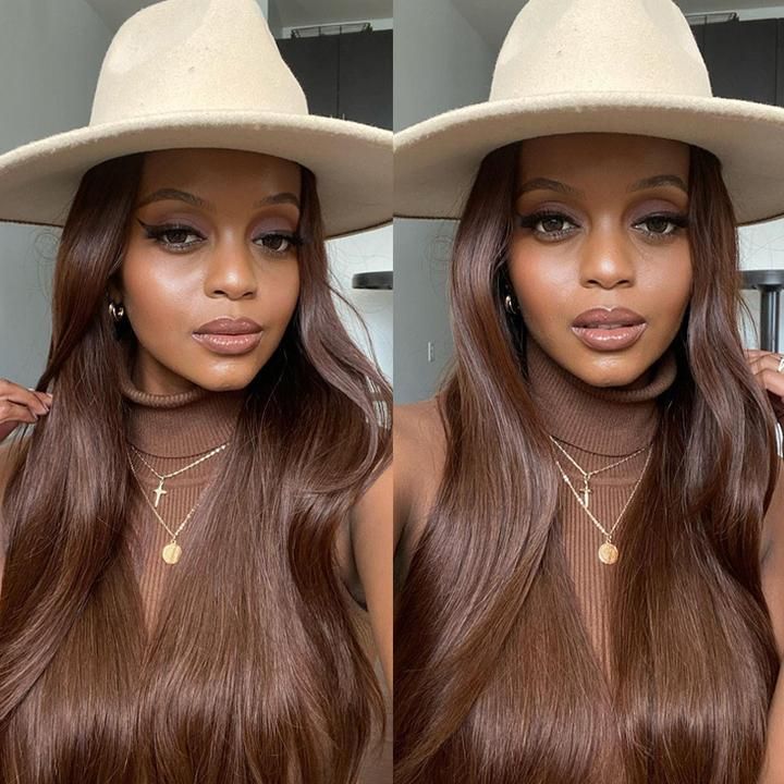 Dark Brown Lace Front Wigs Transparent Glueless #4 Colored Lace Wigs Flash Sale