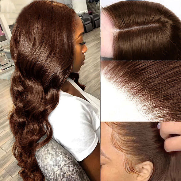 Dark Brown Lace Front Wigs Transparent Glueless #4 Colored Lace Wigs Flash Sale