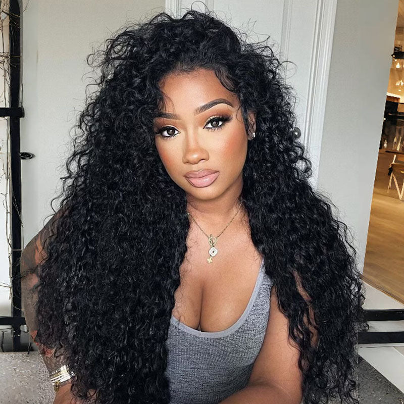 3 In 1 Half Wig | Water Wave Put On & Go Invisible Drawstring Glueless Flip Over Wig Flash Sale