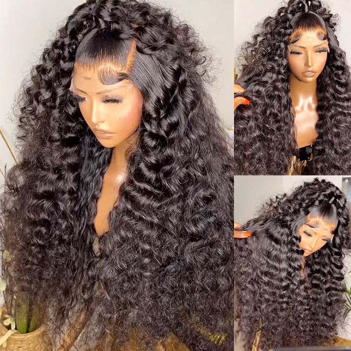 Pelucas de onda suelta sin cola Cabello humano virgen 4 * 4/13 * 4 Peluca frontal de encaje HD transparente Línea de cabello prearrancada - Amanda Hair
