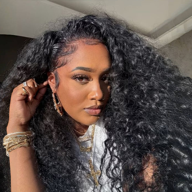 3 In 1 Half Wig | Water Wave Put On & Go Invisible Drawstring Glueless Flip Over Wig Flash Sale