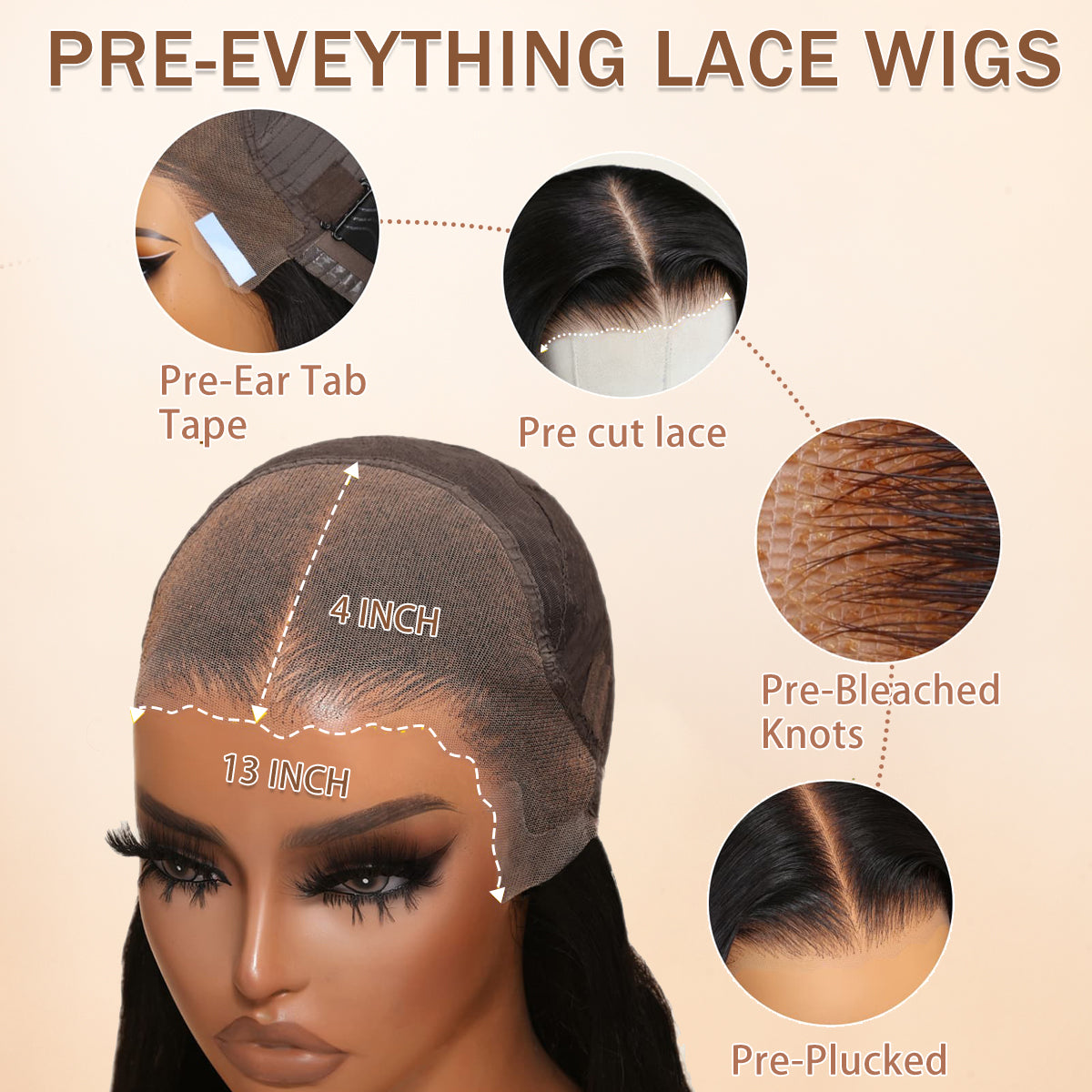 MaxPre 13x4 300% Density Luxury custom wigs Loose Wave Glueless Lace Wigs Virgin Human Hair Transparent Lace Front Deep Wave Wig  - Amanda Hair