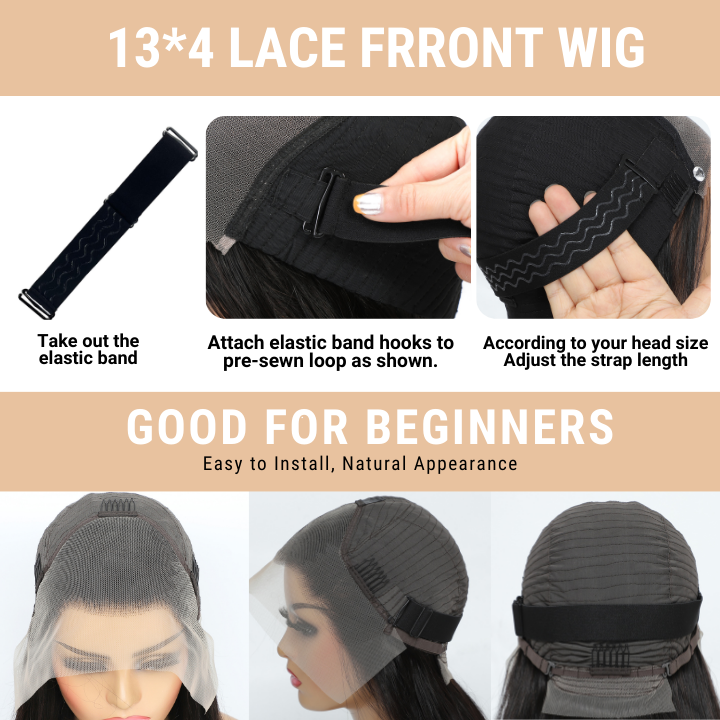 Dark Root Brown C Type Hairline Brazilian Straight Short Bob Wigs Transparent Lace Frontal Wig Pre Plucked Glueless Lace Wigs -Amanda Hair