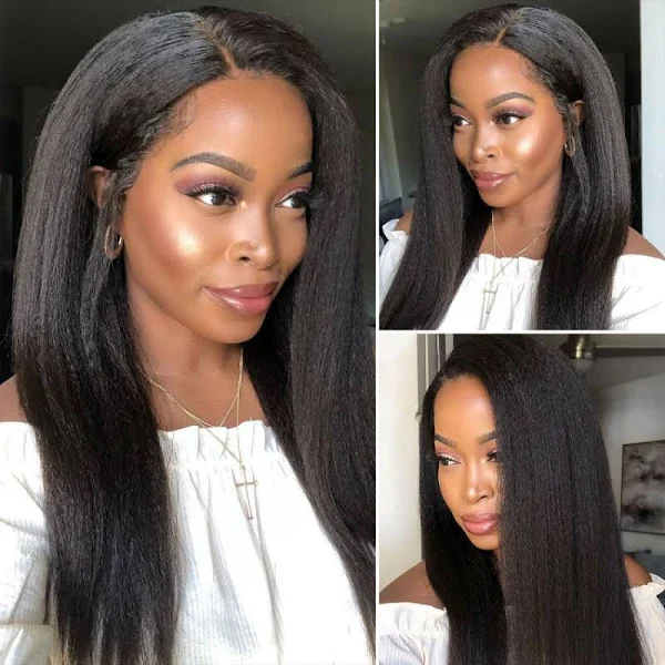13x6 Glueless Lace Front Wig kinky straight wig HD transparent lace frontal kinky straight human hair wig kinky straight hair lace front wigs