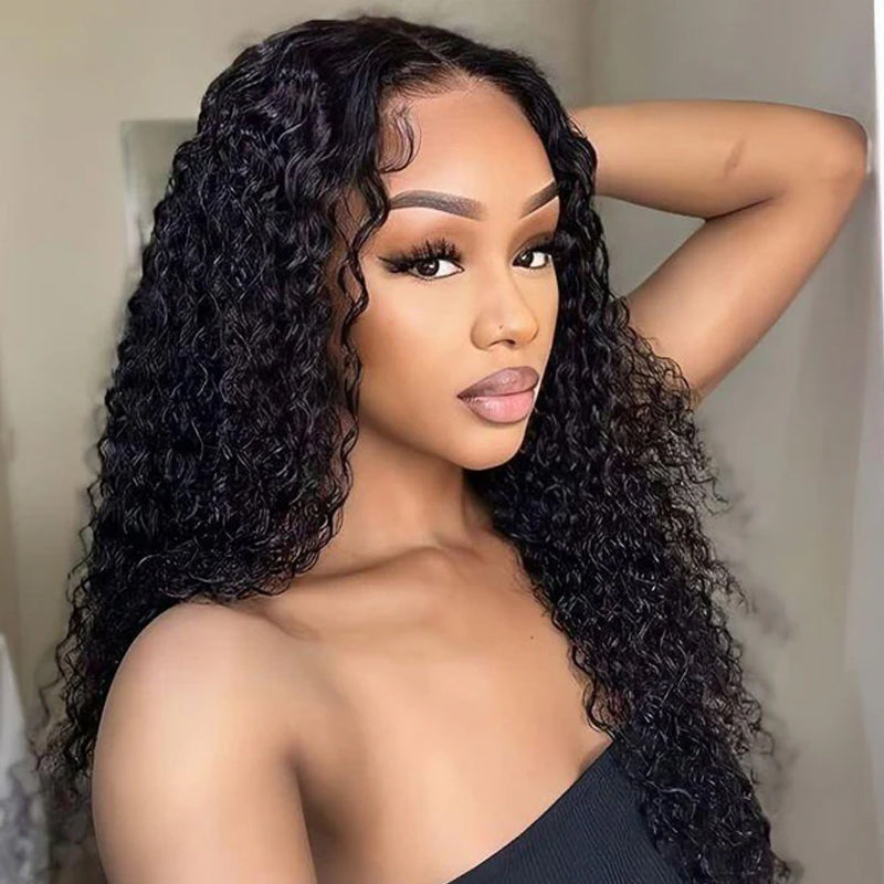 Wow $0.1 Lace Wig| Water Wave Put On & Go Invisible Drawstring Flip Over 3 In 1 Half Wig Flash Sale