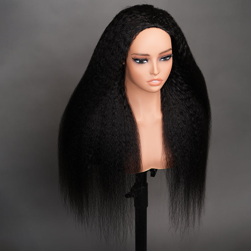 3 In 1 Half Wig | Kinky Straight Glueless Put On & Go Invisible Drawstring Natural Hairline Beginner Friendly Flash Sale