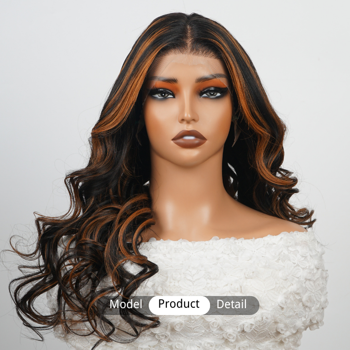 Highlight Blonde Glueless Transparent  Lace Front Loose Wave Colored Wigs Human Hair -Amanda Hair