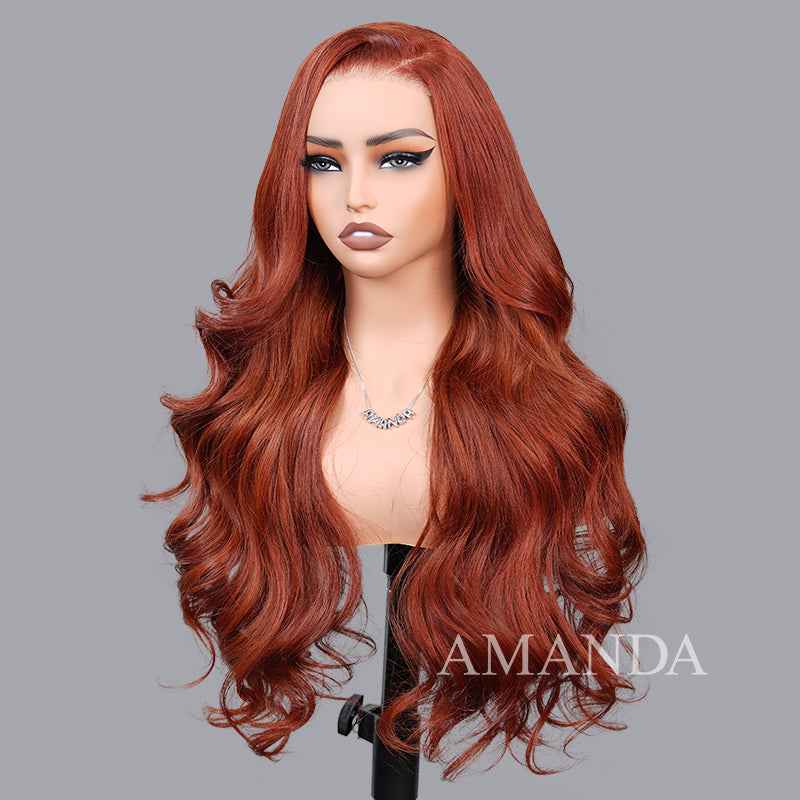 Glueless Body Wave Reddish Brown HD Transparent Lace 6x4 Lace closure /13x4 Lace Frontal Wig For Women