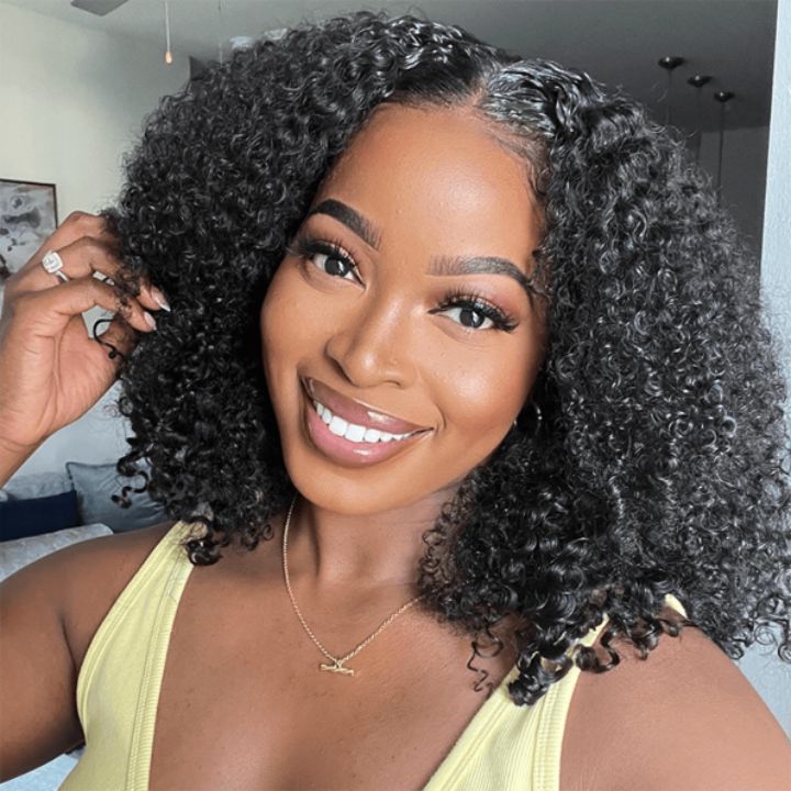 Kinky Curly Bob Wigs 4*4/13*4 Lace Closure Short Curly Bob Wigs Human Hair-Amanda Hair