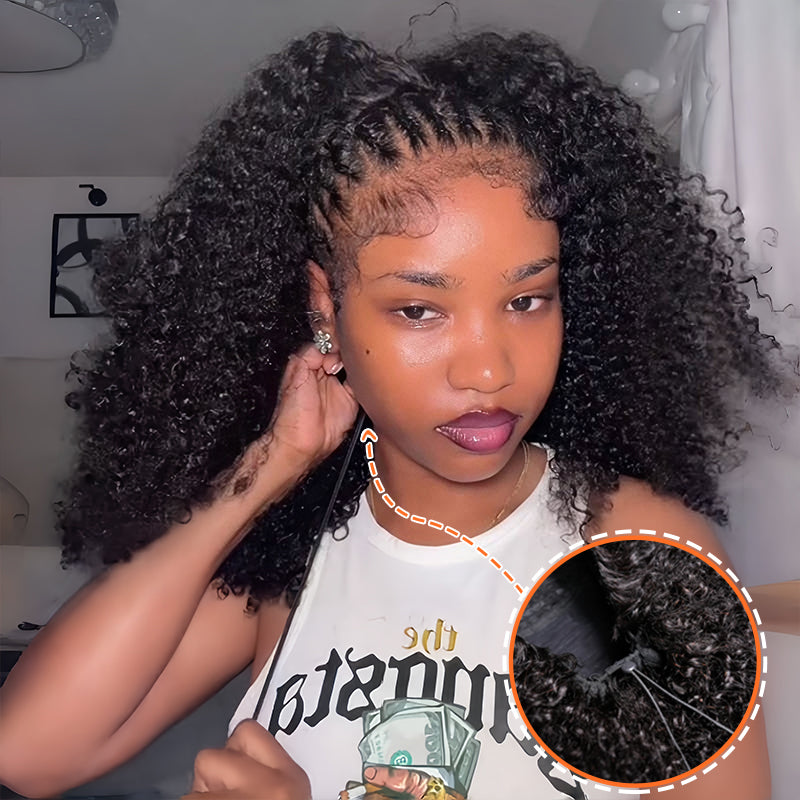 $100 Off Full $101| Kinky Curly Put On & Go Invisible Drawstring Glueless Flip Over Half Wig Beginner Friendly Flash Sale