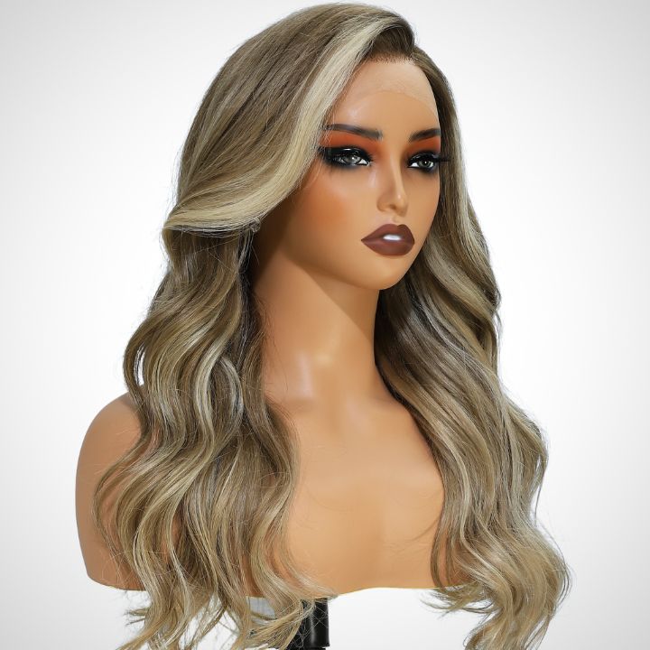 Extra 60% OFF | Flash Sale Balayage Highlight Linen 13*4 Lace Wigs P16/613 Body Wave Lace Front Wigs Human Hair Undetectable Transparent HD with Deep Hairline Free Part C Type Hairstyle