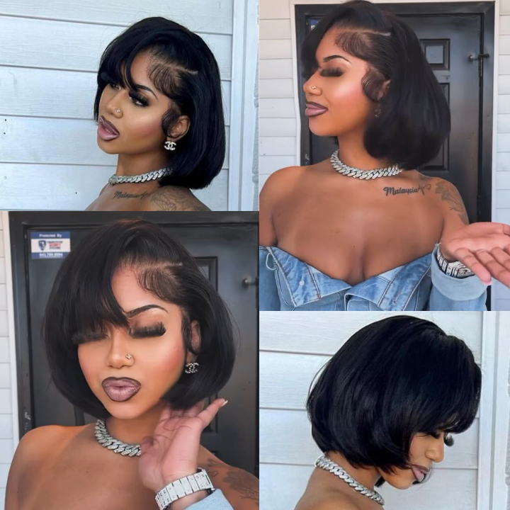 Glueless Straight Short Bob Wig Summer Wig Choice 4x4/13x4 Brazilian Hair Lace Wigs No Code Needed Amanda Hair