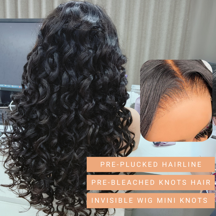 Glueless Loose Wave Wigs Virgin Human Hair 4 * 4/13 * 4 Transparent HD Lace Front Wig Pré-plumé Hairline - Amanda Hair