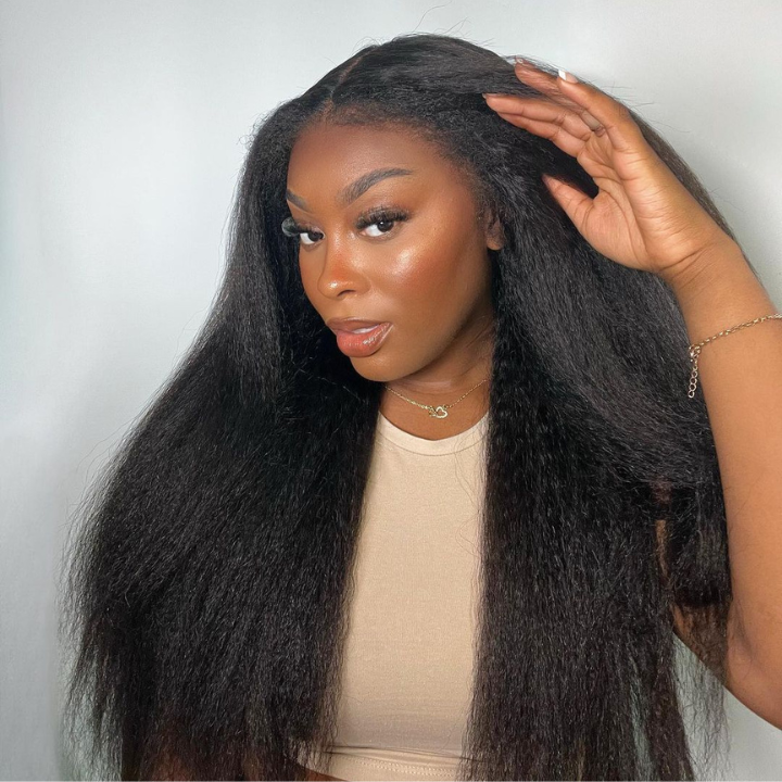 Kinky Straight 7x5 / 13x6 HD Transparent Lace Front Wigs 100% Human Virgin Hair For Women  -Amanda Hair