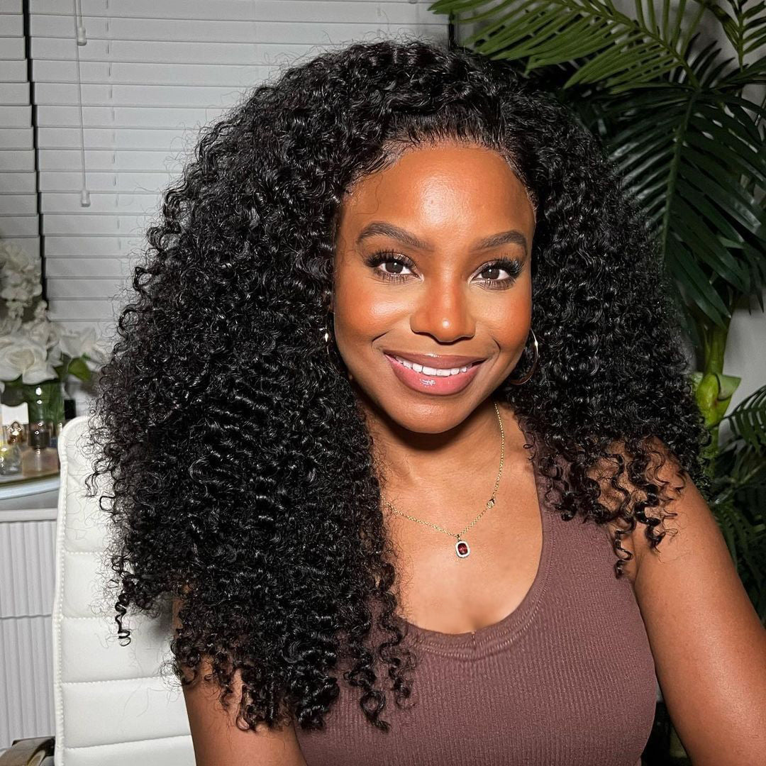 Glueless épais moelleux bouclés perruques de cheveux humains Lace Closure Wig-Amanda Hair