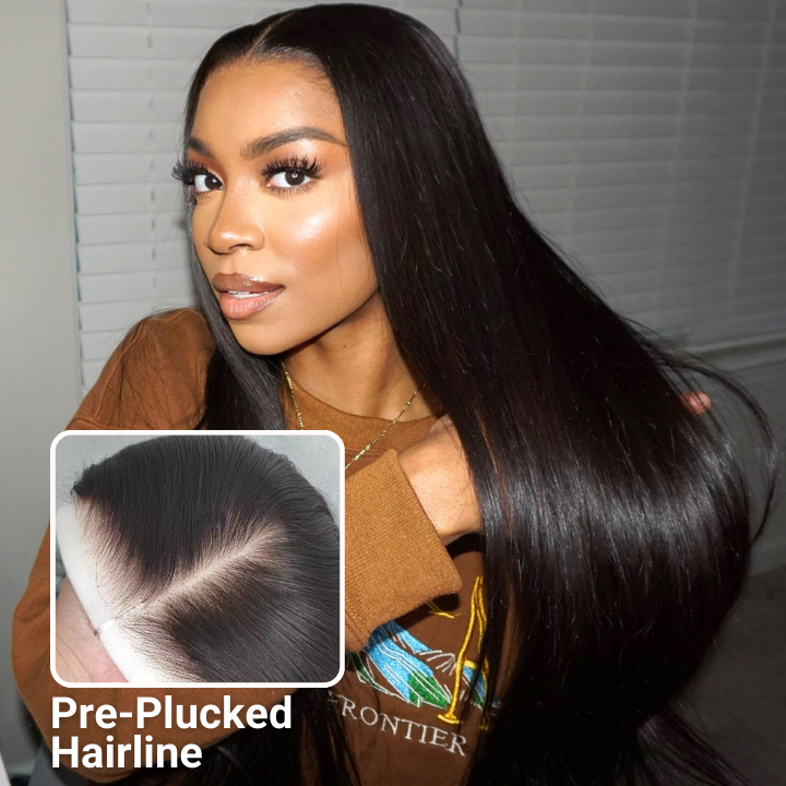 Amanda Hair Long Sikly Straight Undetectable HD Glueless v8  Lace Closure 5x7 Wigs with Deep Hairline Free Part C Type Hairstyle