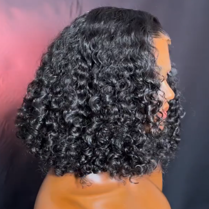 Peluca de cabello humano brasileño con rizos naturales, corta y hermosa, sin pegamento, 13 x 4, sin necesidad de código, Amanda Hair