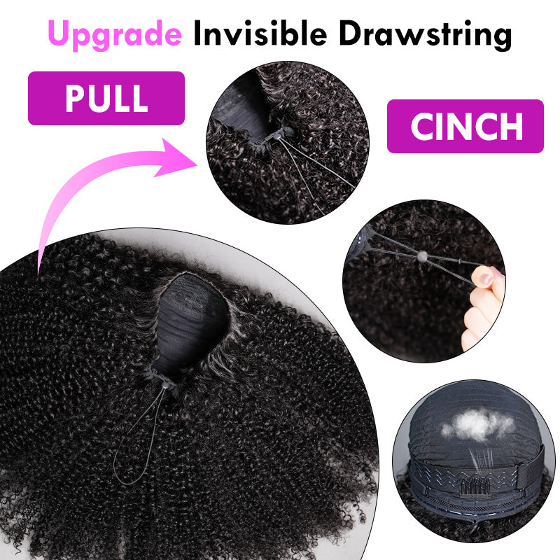 3 In 1 Half Wig | Water Wave Put On & Go Invisible Drawstring Glueless Flip Over Wig Flash Sale