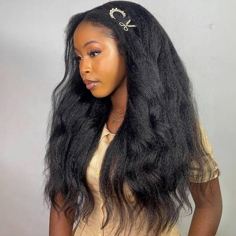3 In 1 Half Wig | Kinky Straight Glueless Put On & Go Invisible Drawstring Natural Hairline Beginner Friendly Flash Sale