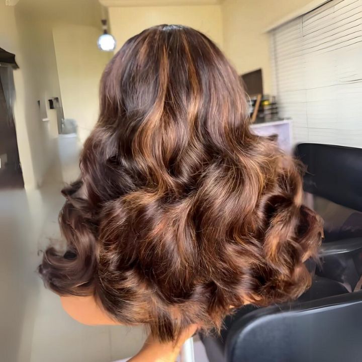 Pelucas de cabello humano con mechones de pelo de bebé, color castaño claro, mezcla de negro natural, encaje frontal de 13 x 4 y cierre de encaje de 4 x 4 - Amanda Hair
