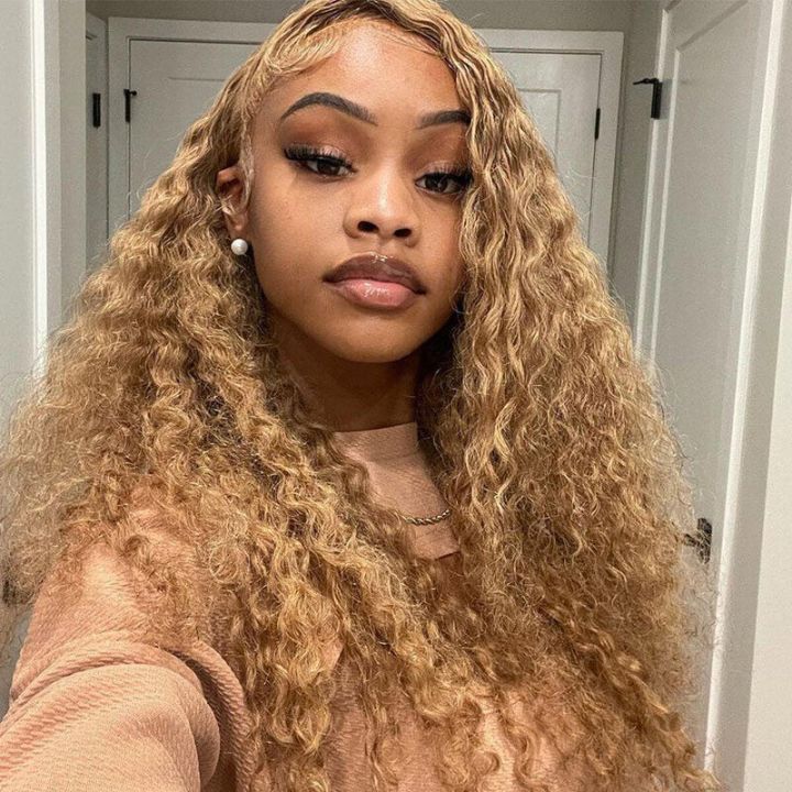 Honey Blonde Body Wave #27 Color  Glueless  Lace Front Human Hair Wigs for Women-Amanda Hair