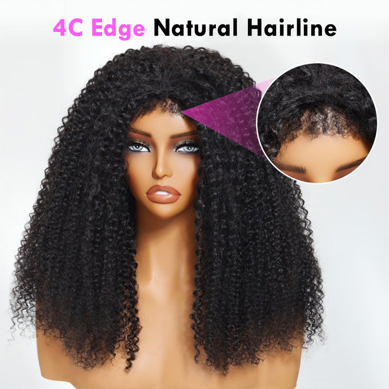 3 In 1 Half Wig | Kinky Curly Put On & Go Invisible Drawstring Glueless Flip Over Half Wig Beginner Friendly Flash Sale