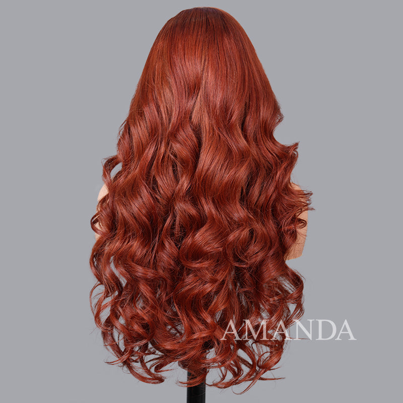 Glueless Body Wave Reddish Brown HD Transparent Lace 6x4 Lace closure /13x4 Lace Frontal Wig For Women