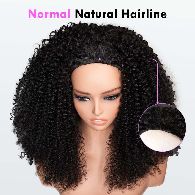 3 In 1 Half Wig | Kinky Curly Put On & Go Invisible Drawstring Glueless Flip Over Half Wig Beginner Friendly Flash Sale