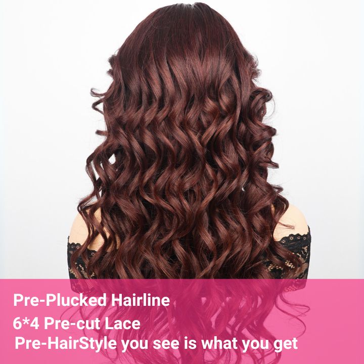 Pelucas de cabello humano con ondas sueltas, color marrón rojizo, con envío rápido en 24 horas, Sunshine Chic, transparentes e indetectables - Amanda Hair