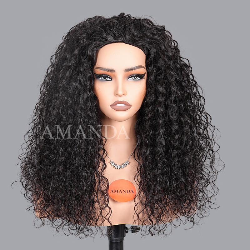 Wow $0.1 Lace Wig| Water Wave Put On & Go Invisible Drawstring Flip Over 3 In 1 Half Wig Flash Sale