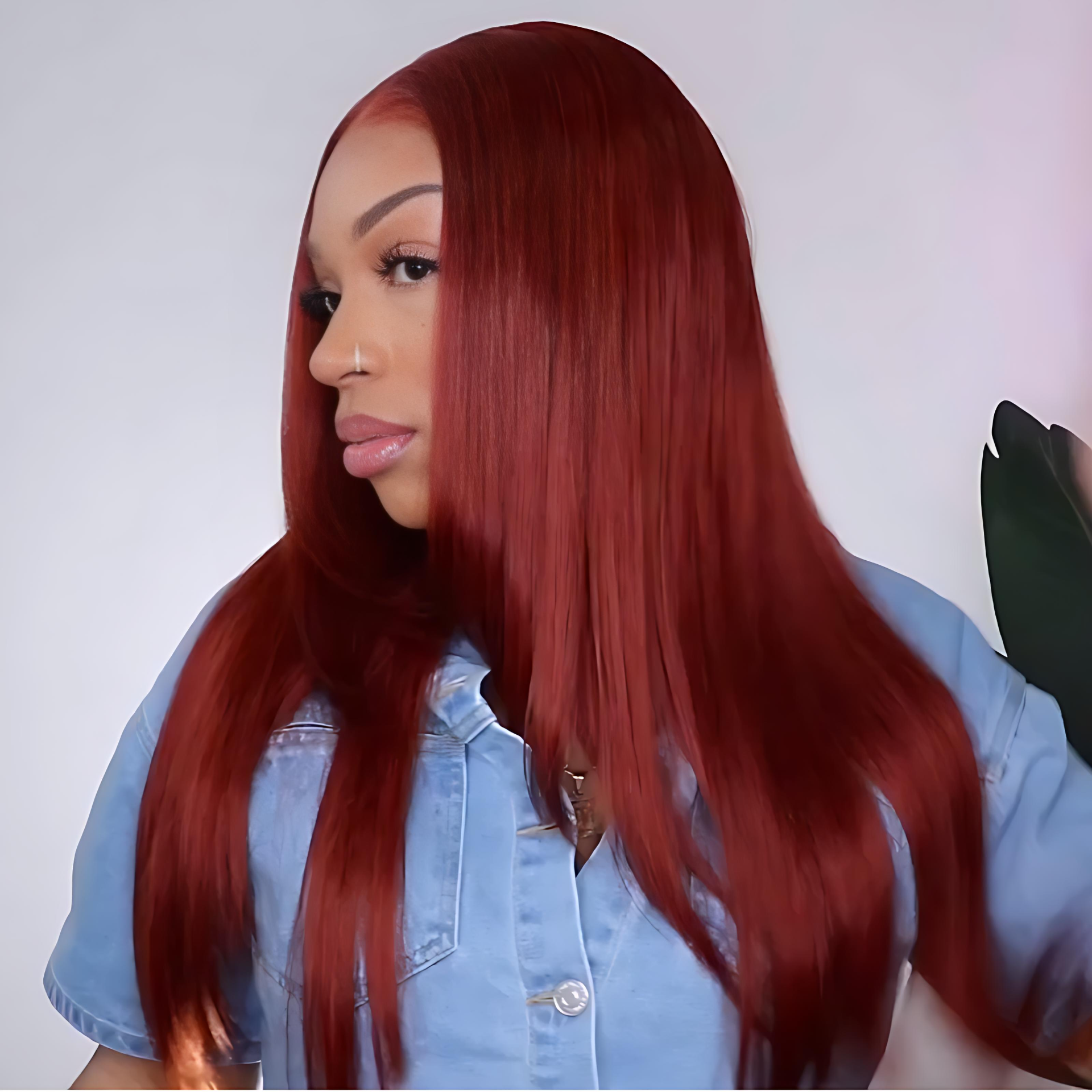 Reddish Brown Straight 13x4/13x6 Lace Front Straight Butterfly Haircut Auburn Brown Wig Layered Hair-Amanda Hair