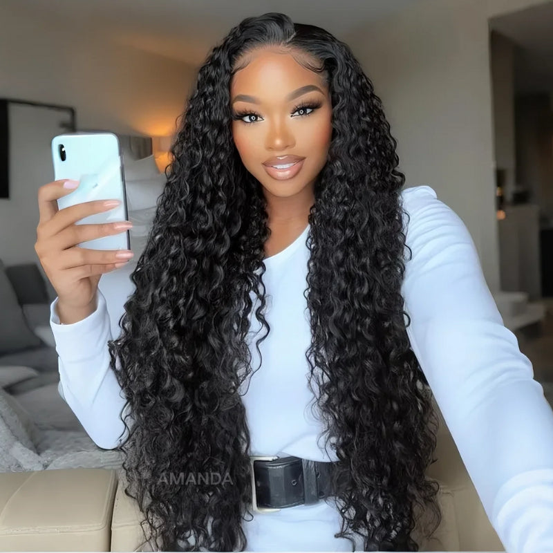 Cheveux longs bouclés 13*4 HD dentelle frontale perruque épais cheveux bouclés sans colle perruques-Amanda cheveux