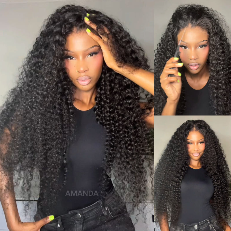 300% Density Long Curly 13x4 Lace Front Pre Everything Wig Glueless HD Transparent Lace 100% Virgin Human Hair Wigs – Amanda Hair