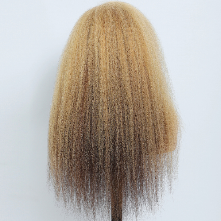 Peluca de cabello humano con frente de encaje HD, ombré, bolnde, liso y rizado, 13 x 4/7 x 5 - Amanda Hair