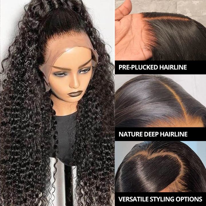Deep Wave 13*6 Lace Wigs 100% Human Hair Transparent Lace Front Wigs-Amanda Hair