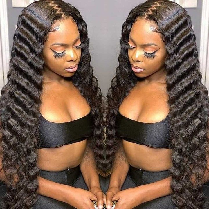 Glueless Loose Deep Wave Wigs Virgin Human Hair  Clear Transparent  Lace Front Wig Pre Plucked Hairline - Amanda Hair
