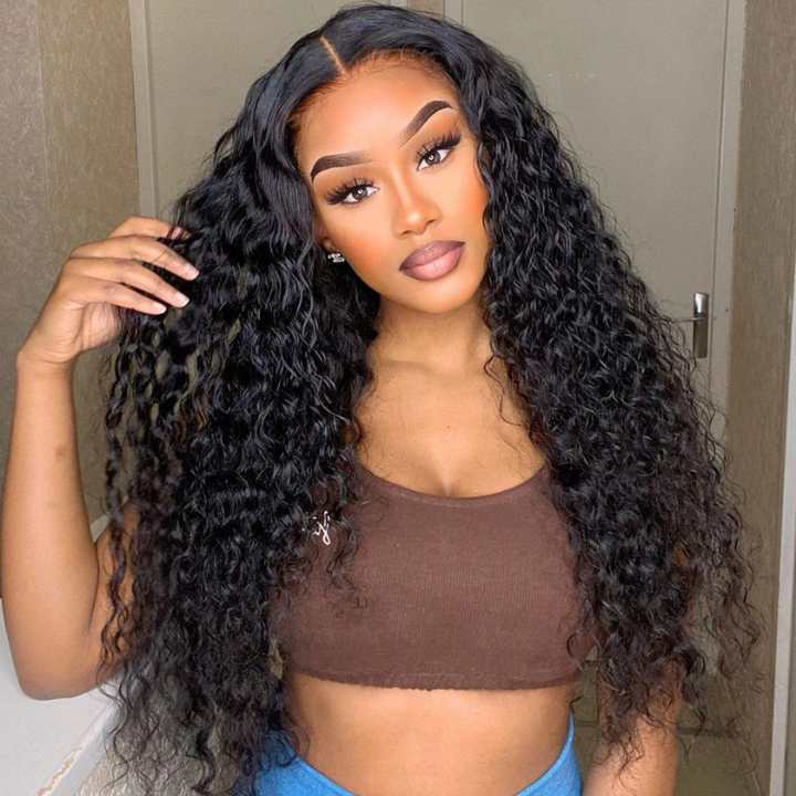 MaxPre 13x4 Water Wave Glueless Lace Front Wigs Transparent Lace Plucked Hairline-Amanda Hair
