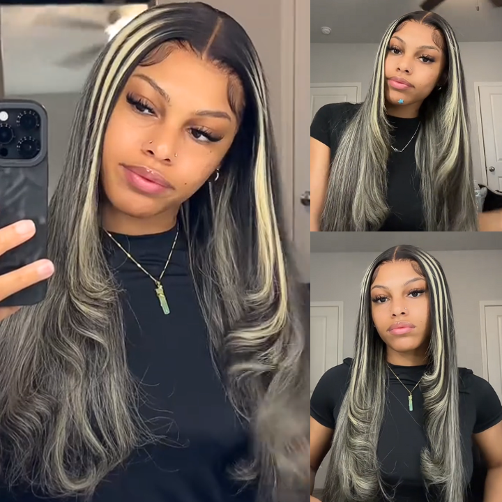 Highlight Light Blonde Color 13x4 Lace Frontal Wig HD Transparent Lace Body Wave /Straight Human Hair Wig -Amanda Hair