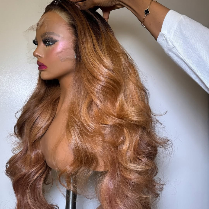 Ombre Medium Blonde Glueless Body Wave Clear Transparent Lace Front Colored Wigs 100% Human Hair For Women-Amanda Hair