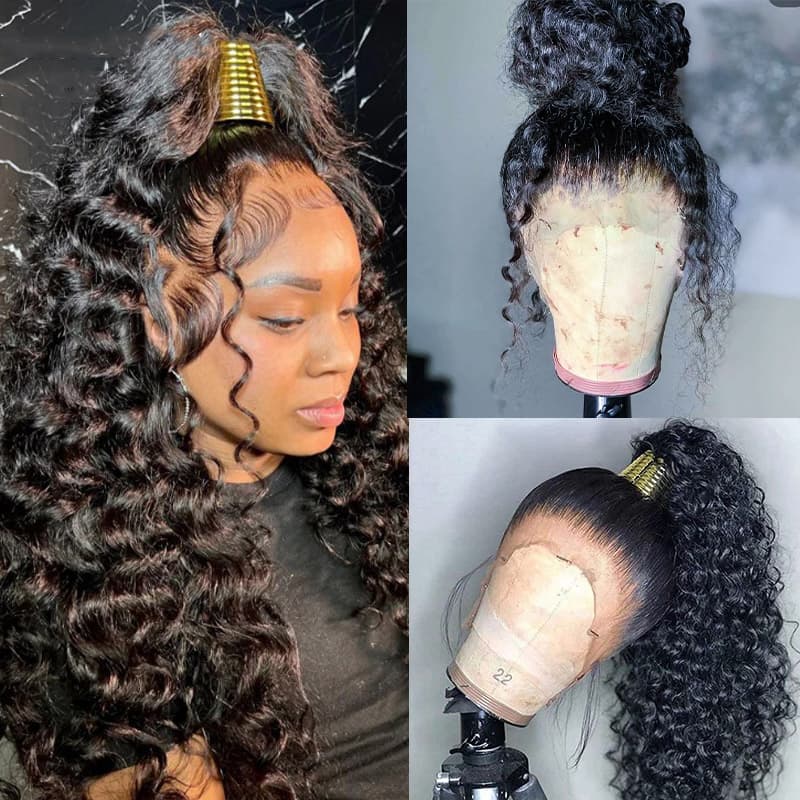 Deep Wave Snug Fit 360 Invisible Strap Glueless Lace Frontal Wig - Ready-to-Wear, High Density