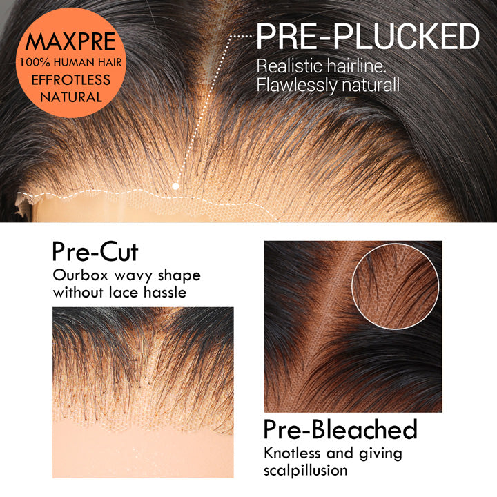 Full 300% Ultra Dense Glueless Lace Frontal Wig Human Hair Deep Wavy Wig Pre Plucked Natural Hairine-Amanda Hair
