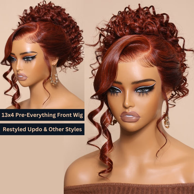 Glueless Body Wave Reddish Brown HD Transparent Lace 6x4 Lace closure /13x4 Lace Frontal Wig For Women