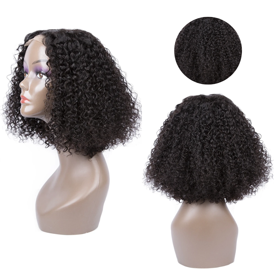 kinky curly bob wig human hair lace closure wig