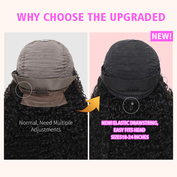 Upgrade V Part Jerry Curly Glueless Wig Invisi Drawstring Real Scalp Virgin Human Hair Flash Sale- Amanda Hair