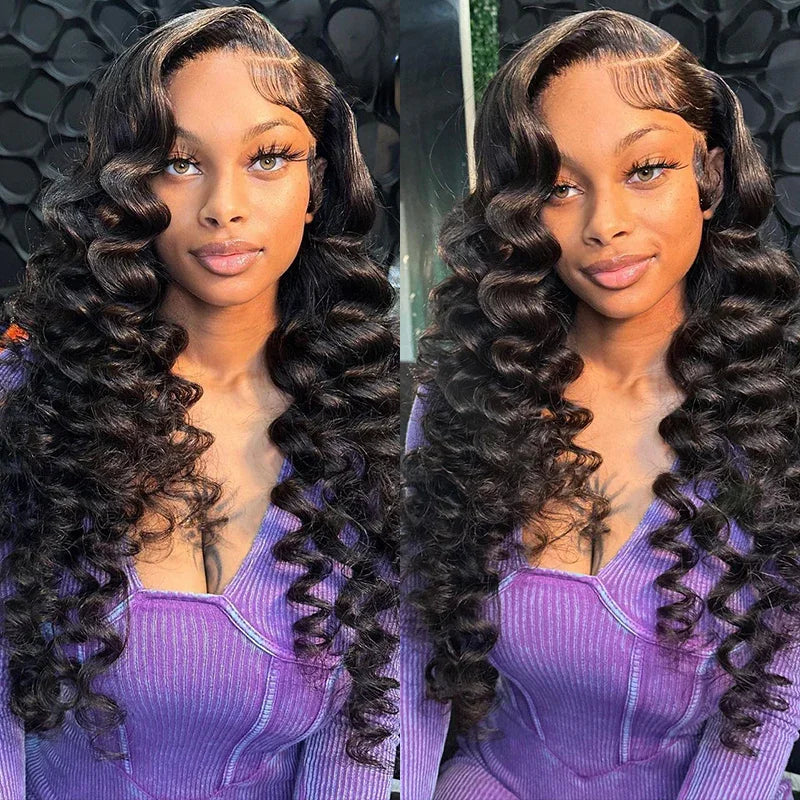 Glueless Loose Deep Wave HD Transparent Lace Front/Closure Human Hair Wig - Amanda Hair