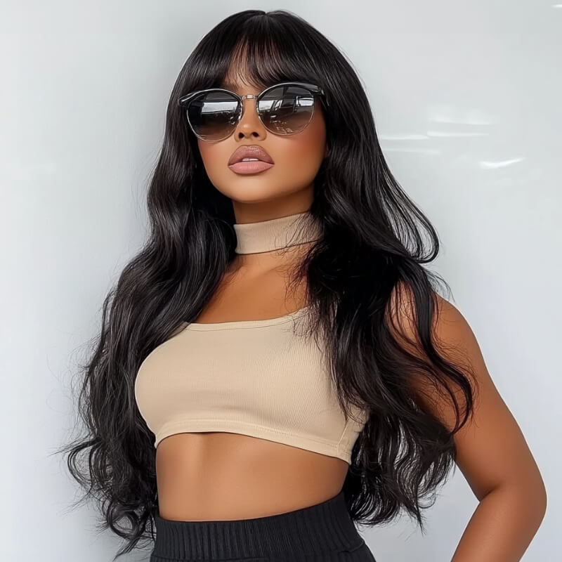 $89=20''| 24H Fast Shipping Loose Wave 13x4 Pre-Everything Lace Frontal Fluffy Wig With Face Framing Curtain Bangs 200% Density Flash Sale