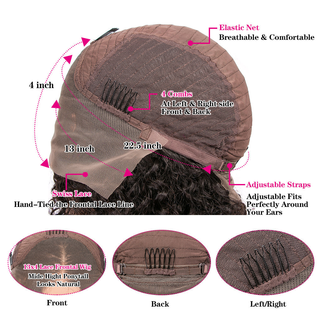 Kinky Straight wigs13x4 HD Transparent Lace Front Wigs
